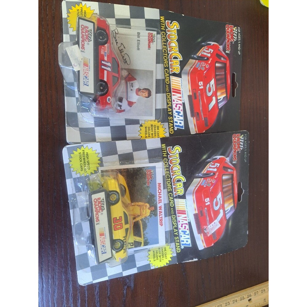 Lot Of 2 Racing Champions Stock Cars With Stand And Collector Cards